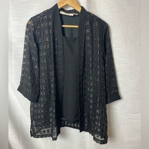 Vintage 1980’s Je T’aime Black Sheer Overlay Blouse Women’s M